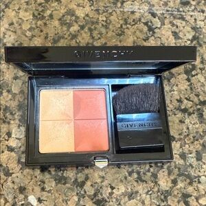 Givenchy Blush Quad with Brush - Soft Peach and Warm Coral with highlighter